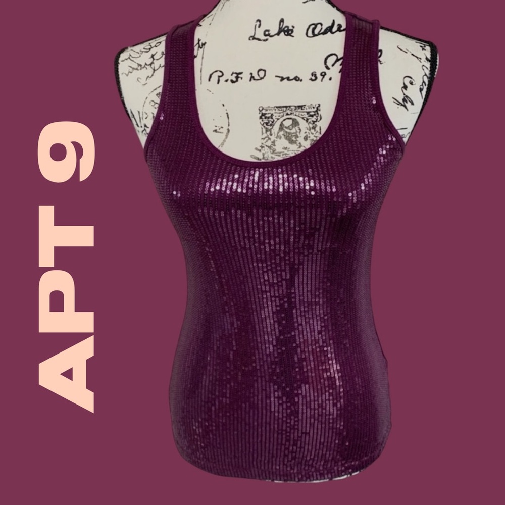 Apt 9 Sequin Purple Tank Top Scoop Neck